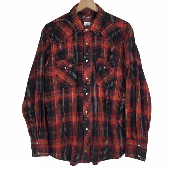 Wrangler Other - WRANGLER Western Shirt Pearl Snap Flannel Plaid Long Sleeve Oversized Shacket XL